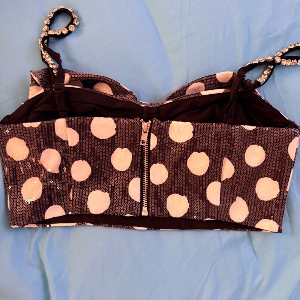 Polka Dot Sequin Crop Top - Picture 6 of 6